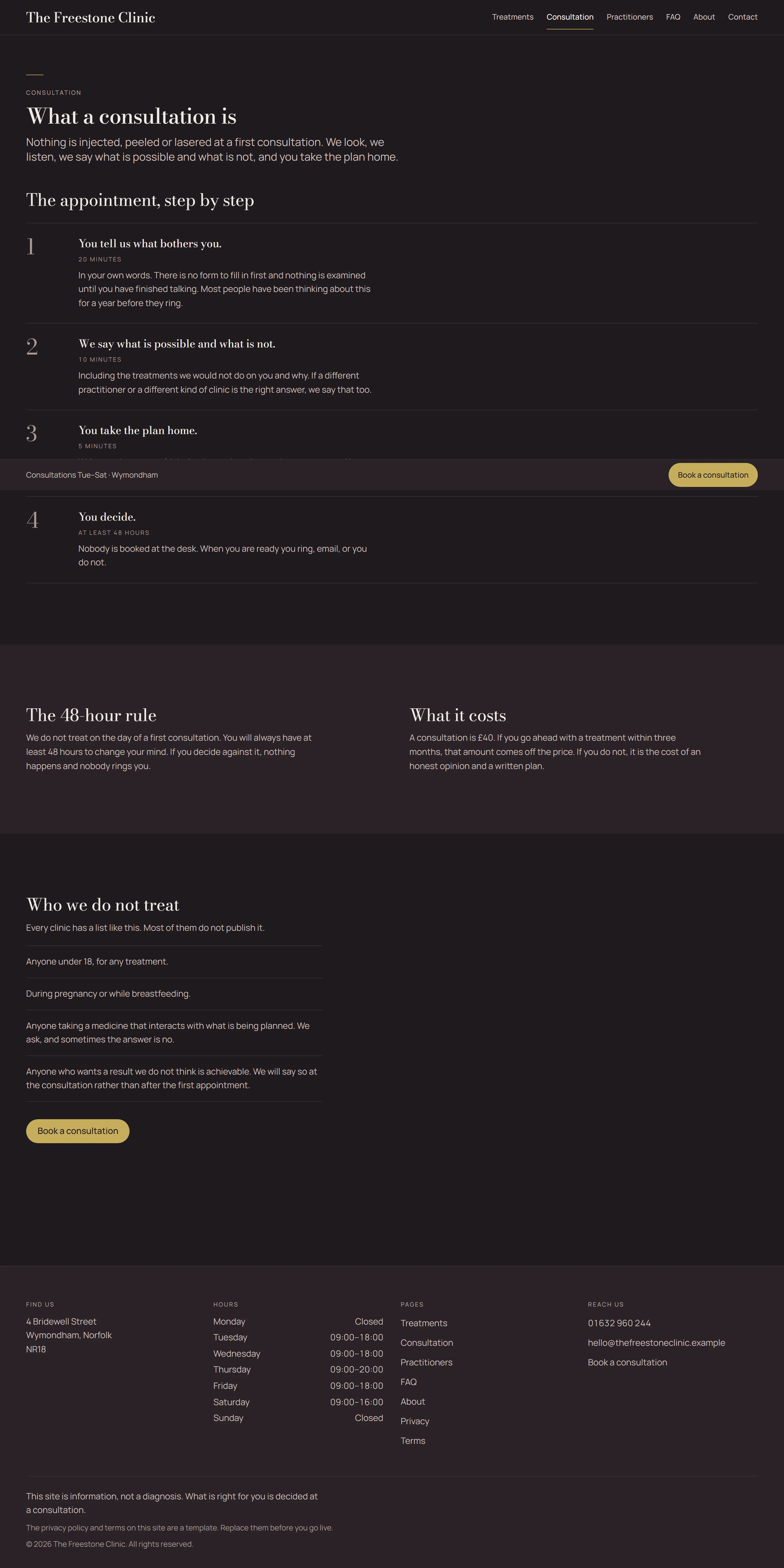 Corsham — Consultation page on desktop, full-page render