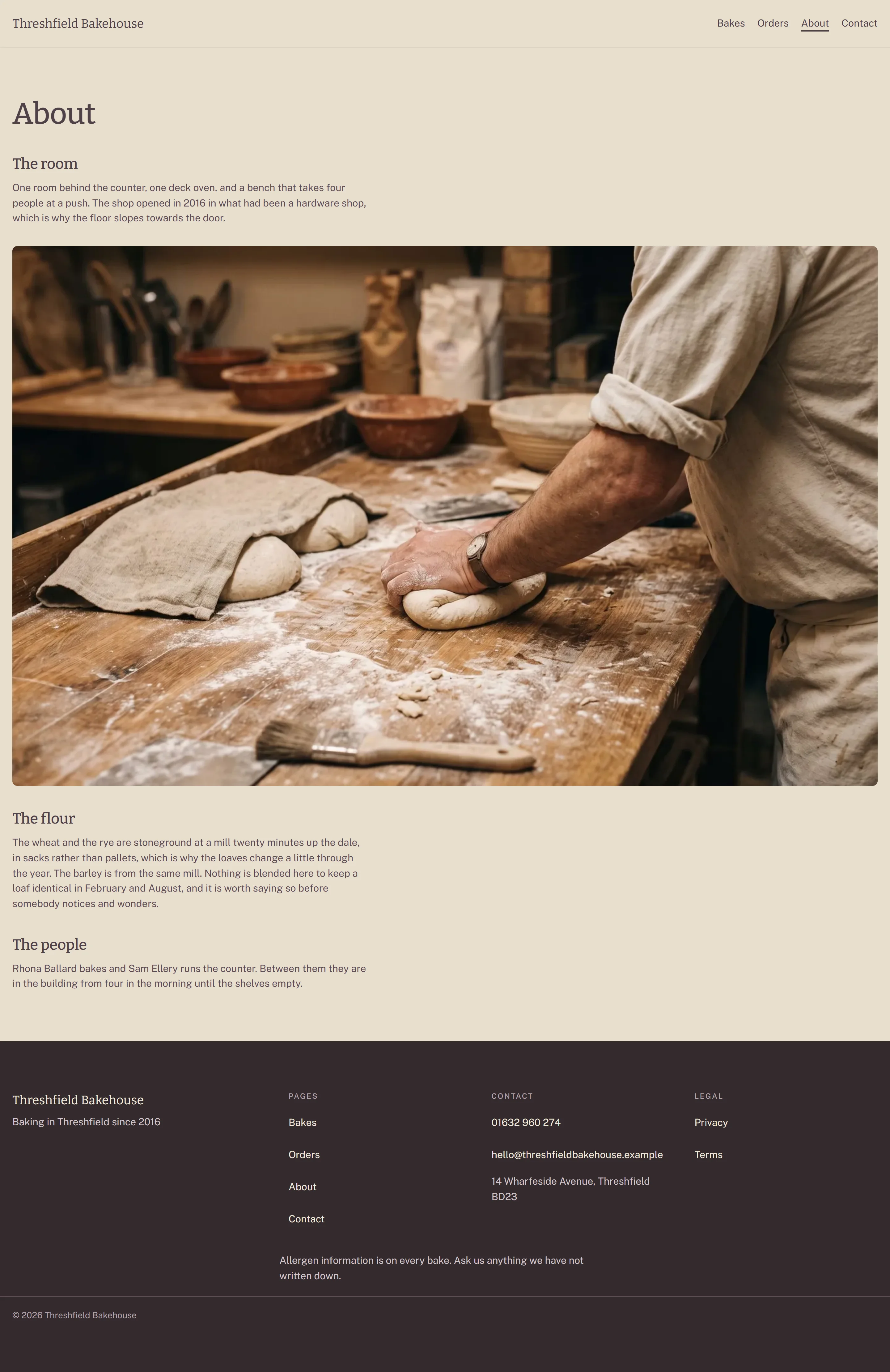 Hopperton — About page on desktop, full-page render