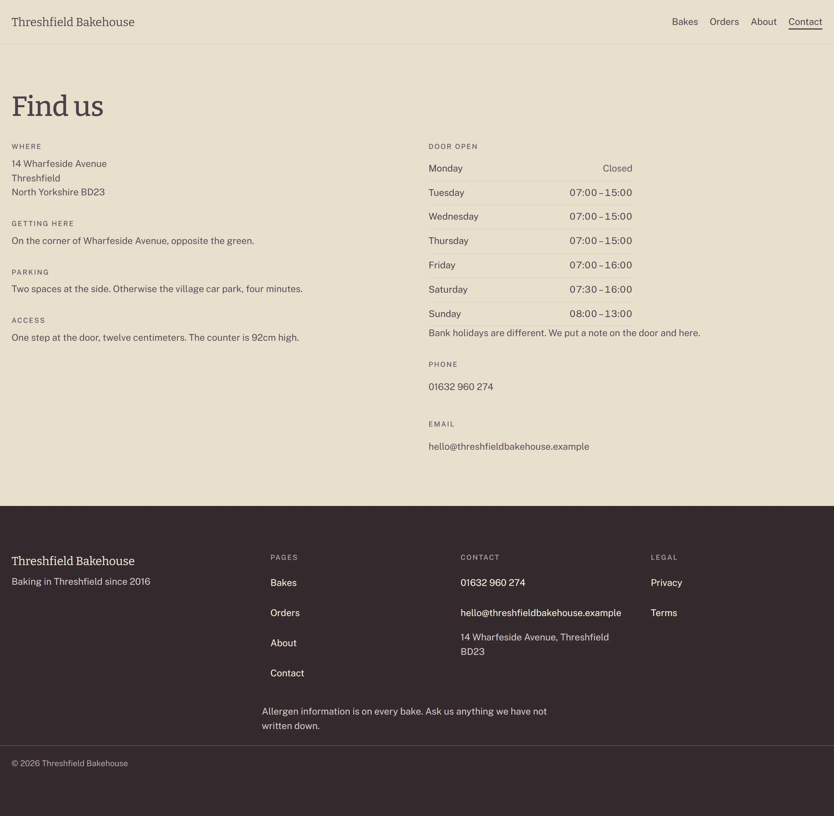 Hopperton — Contact page on desktop, full-page render