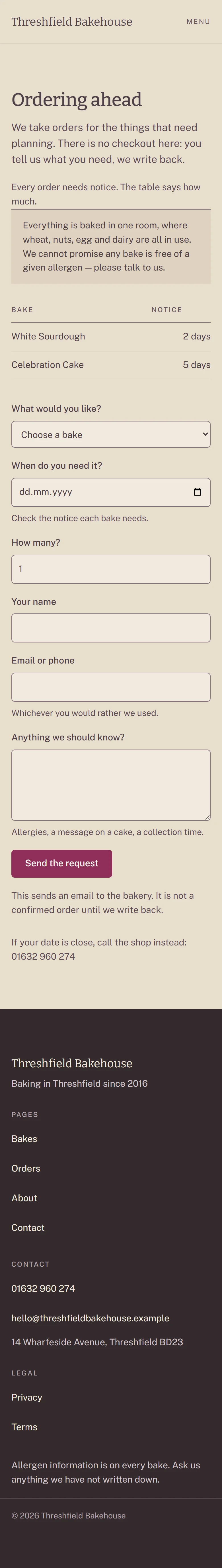 Hopperton — Orders page on mobile, full-page render