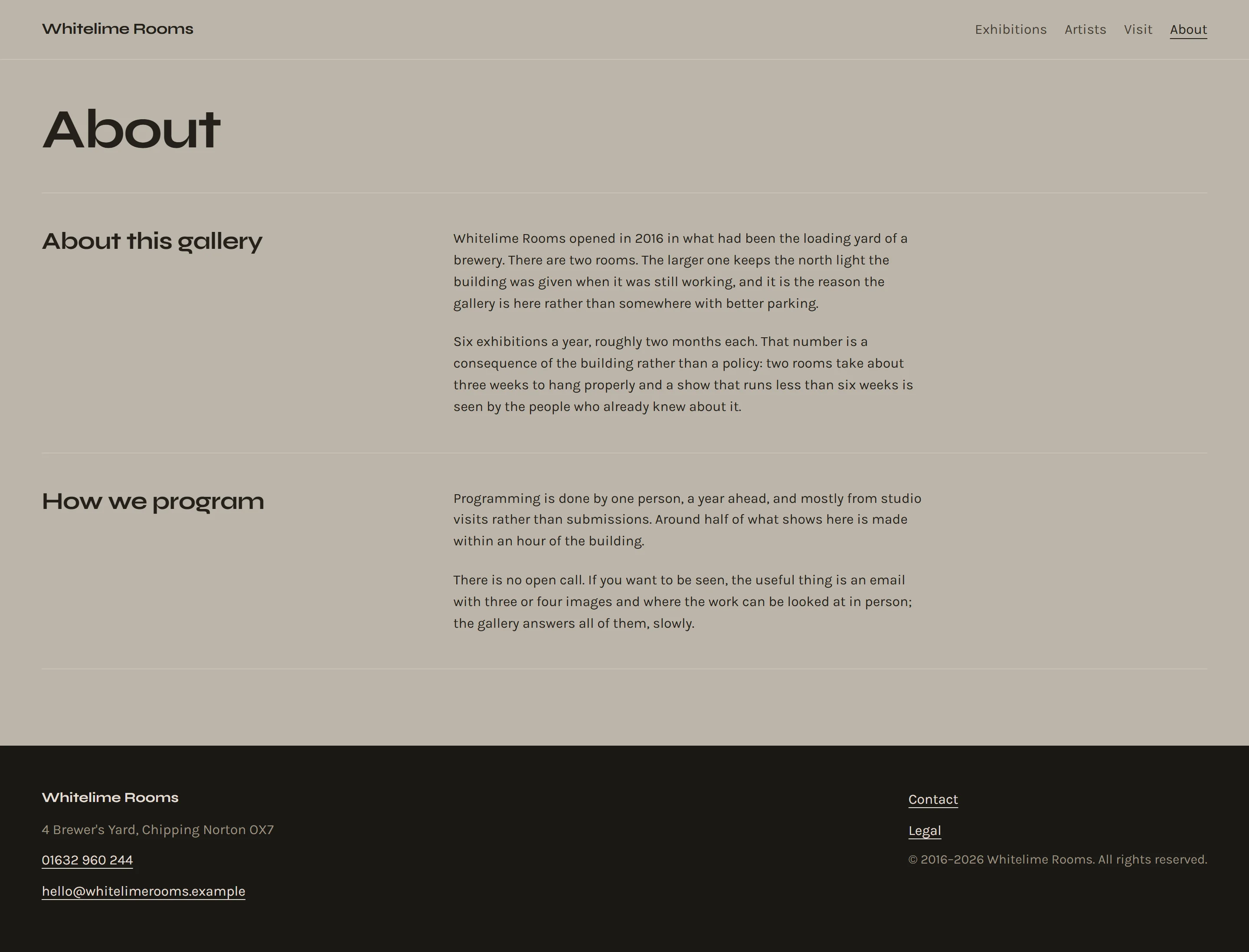 Hopton — About page on desktop, full-page render