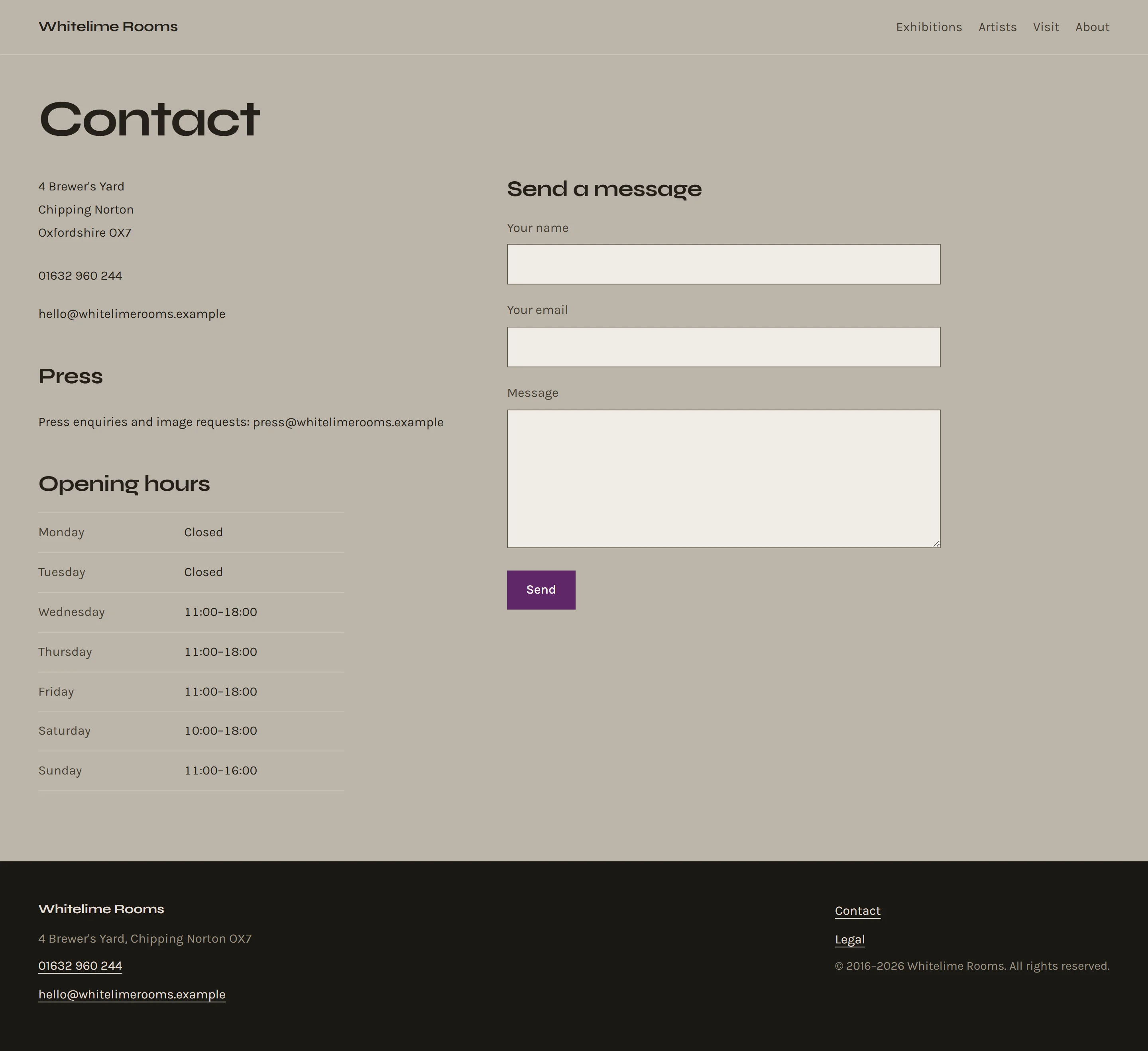 Hopton — Contact page on desktop, full-page render