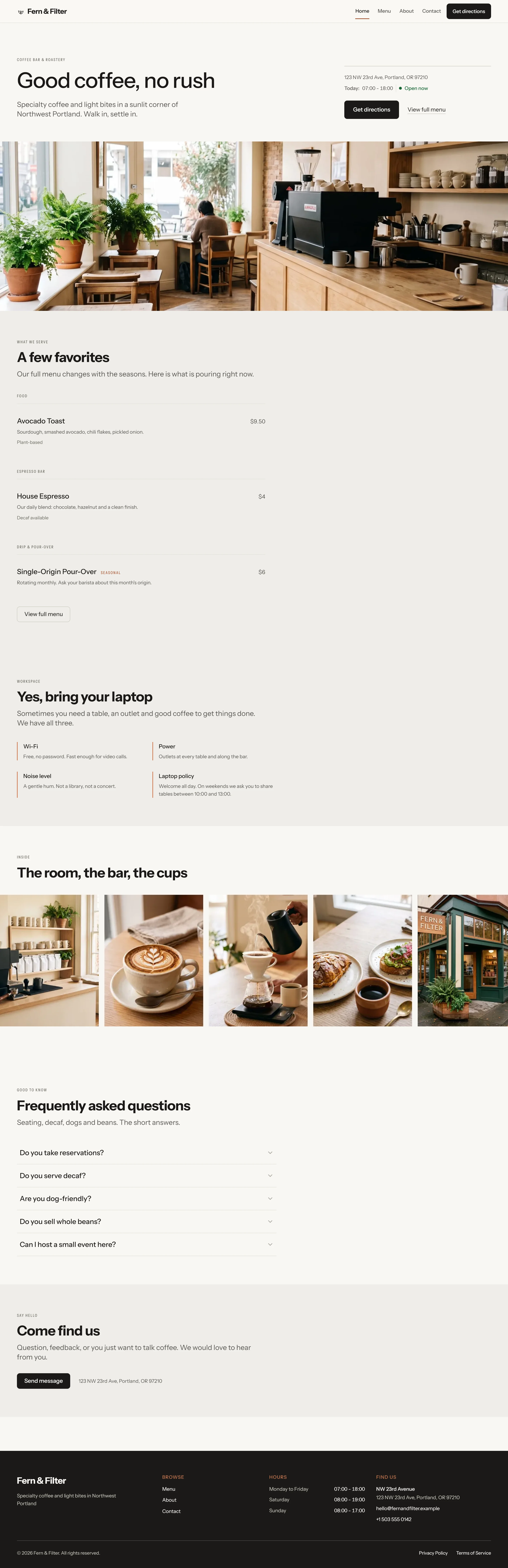 Larkin — Home page on desktop, full-page render