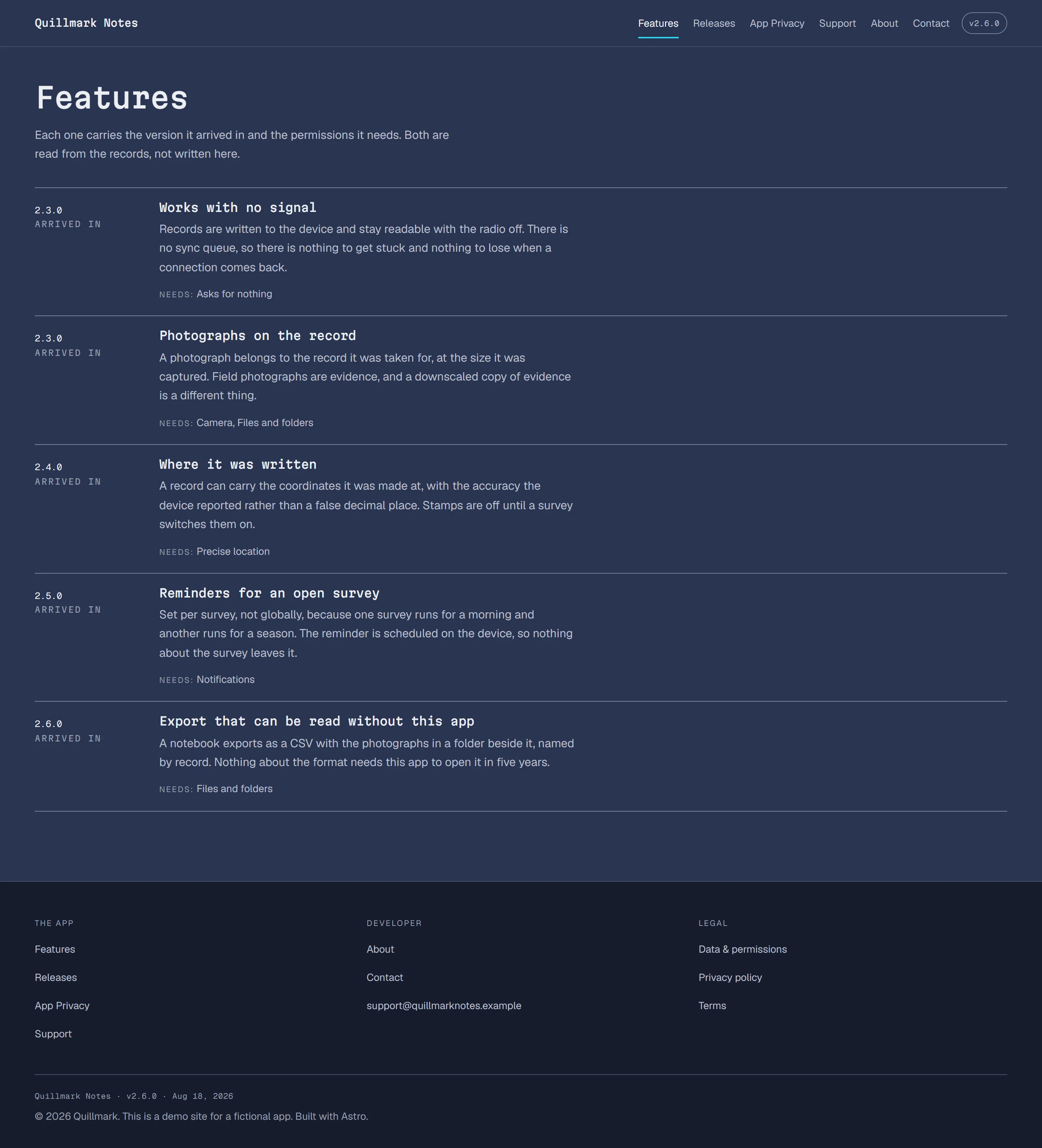 Wardlow — Features page on desktop, full-page render