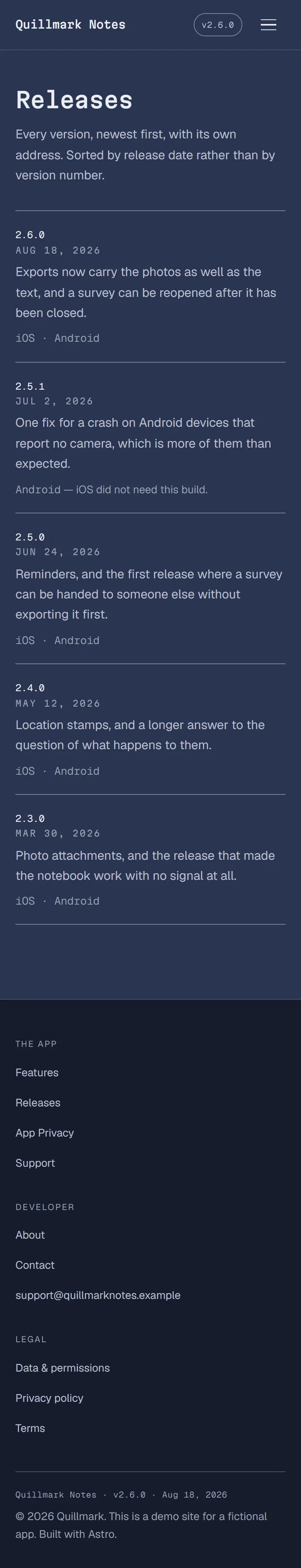Wardlow — Releases page on mobile, full-page render