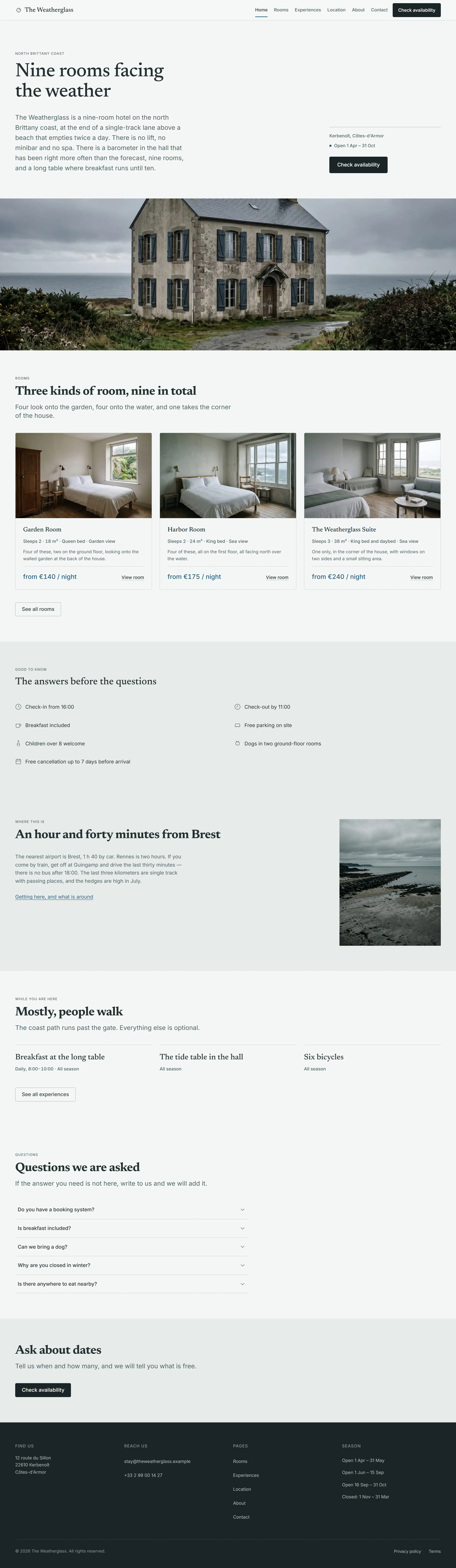 Wickmere — Home page on desktop, full-page render