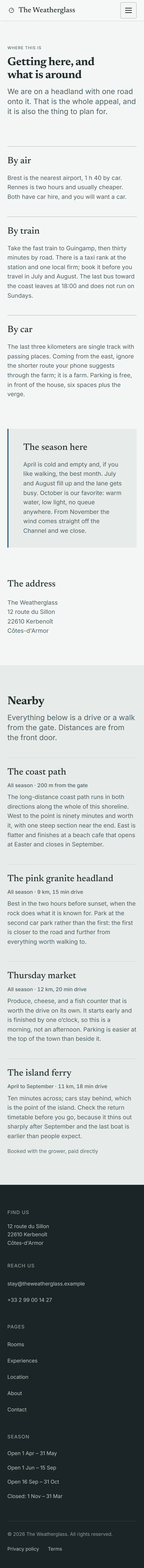 Wickmere — Location page on mobile, full-page render